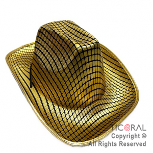 SOMBRERO COWBOY DISCO METALIZADO ORO x 1